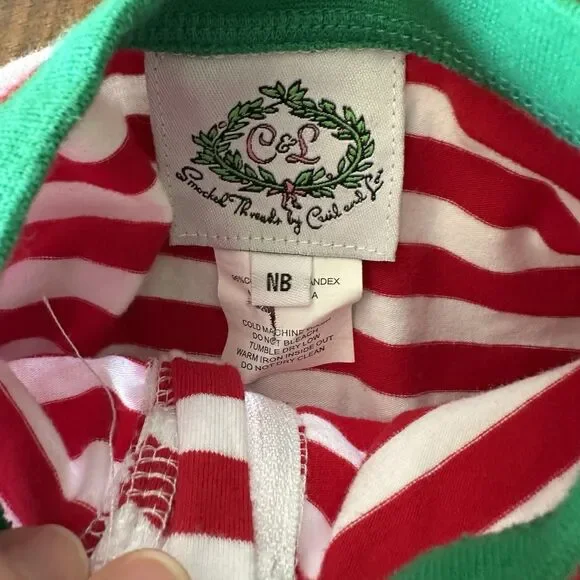 GCM Monogram Smocked Threads By Cecil And Lou Size Newborn Christmas Sleeper